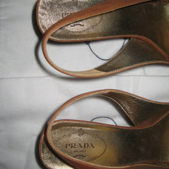 ❤️AMAZING! PRADA Italy Brown Peeptoe Slingback Sandals Shoes 38.5 +Dustb… - Picture 4 of 7